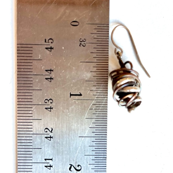 Silver and Copper Wire Drop Earrings - Picture 2 of 2